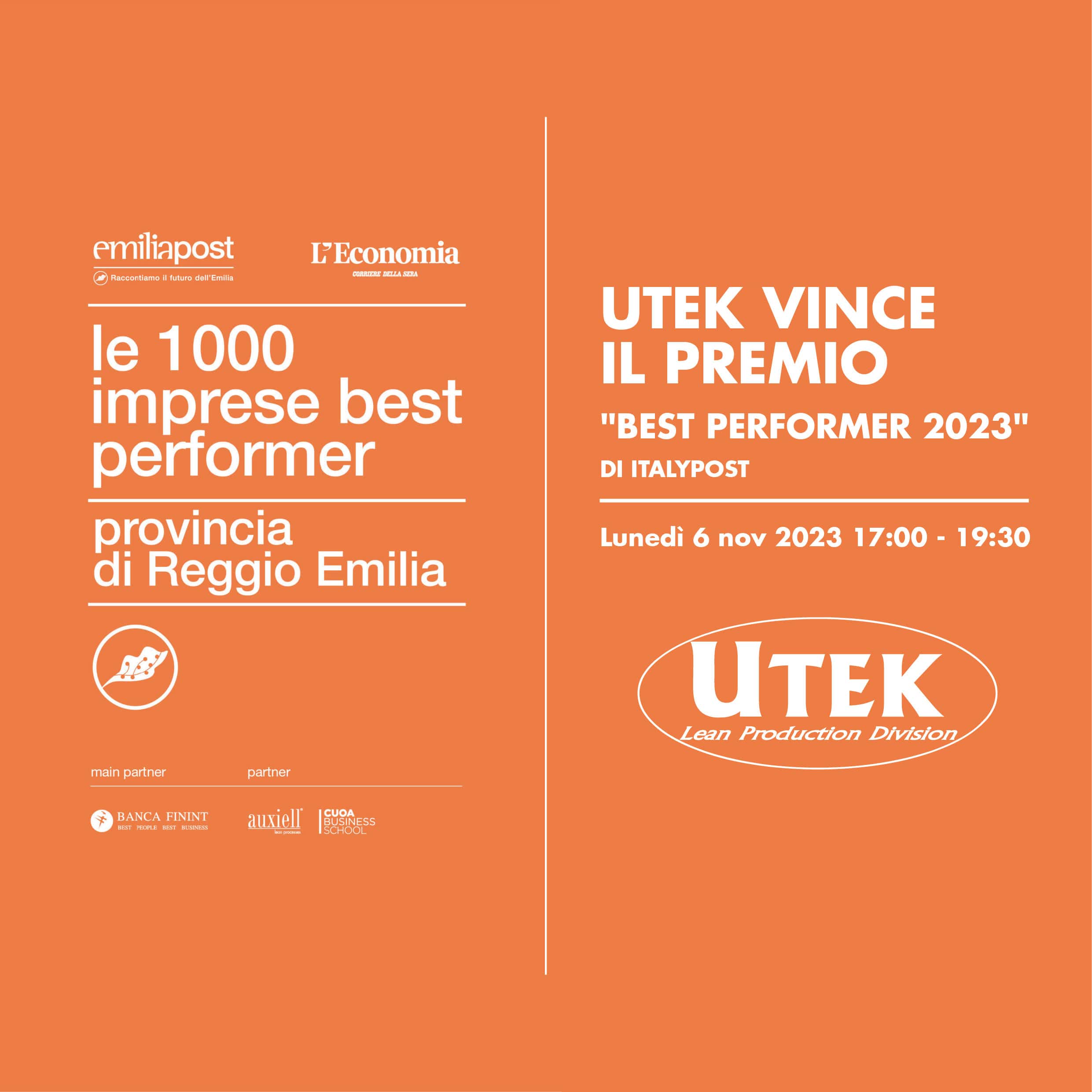 Utek si aggiudica il premio "Le 1.000 Imprese Best Performer" 2023 di Italypost