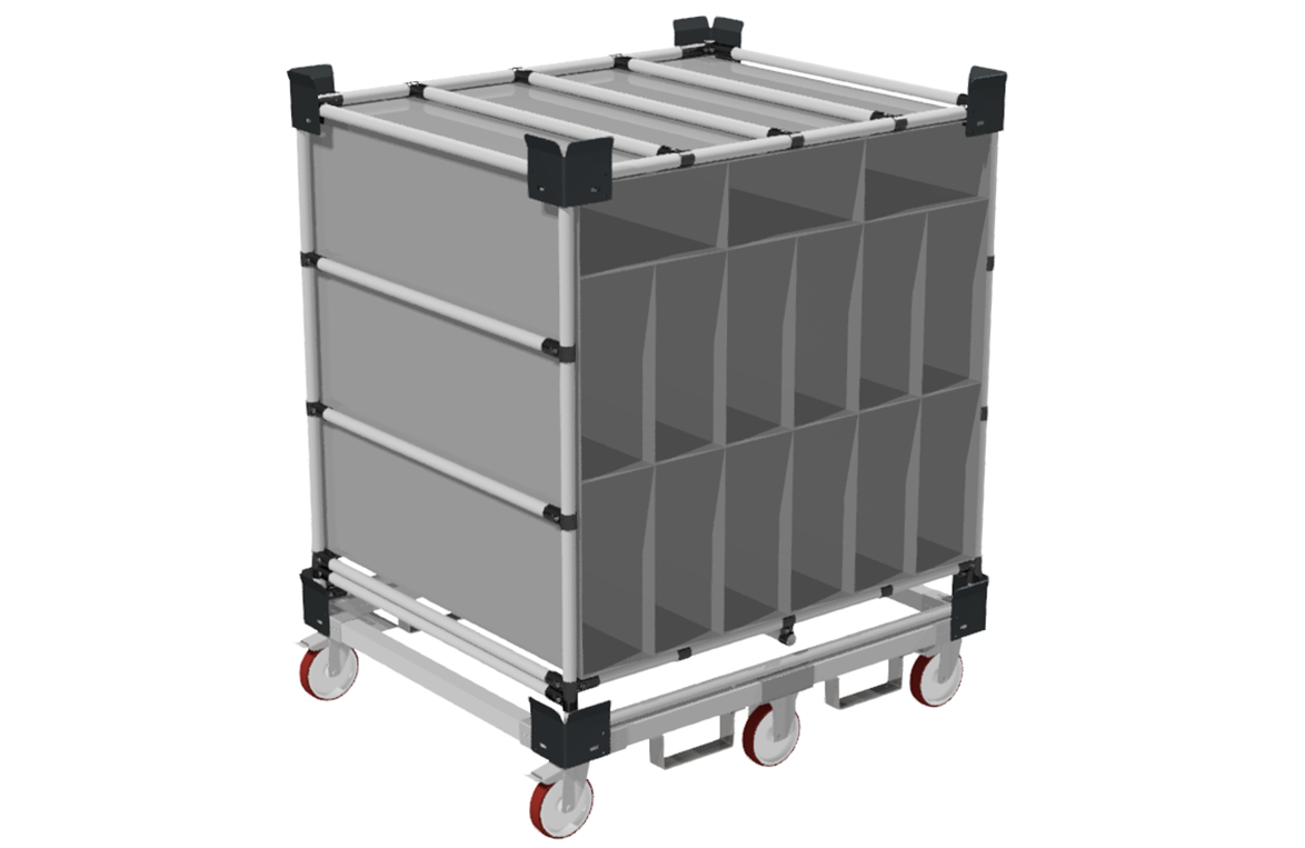 carrelli alveolari con tasche - render