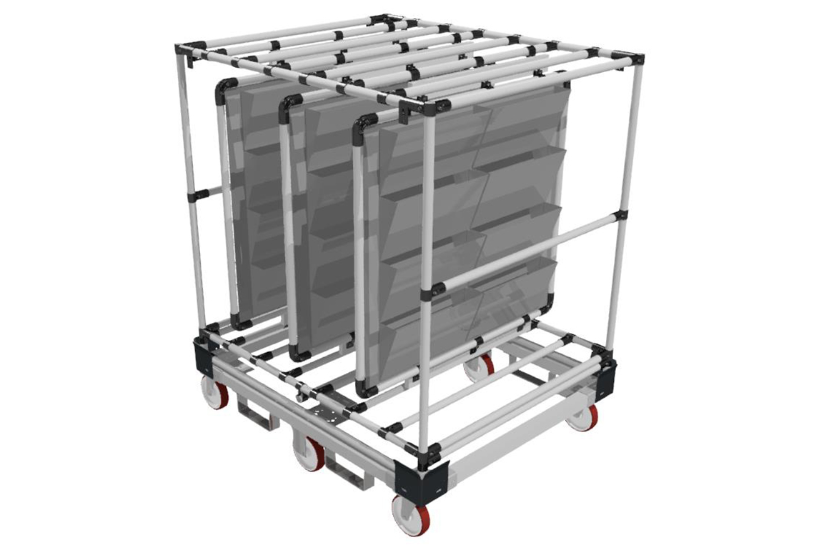 carrelli alveolari con tasche - render