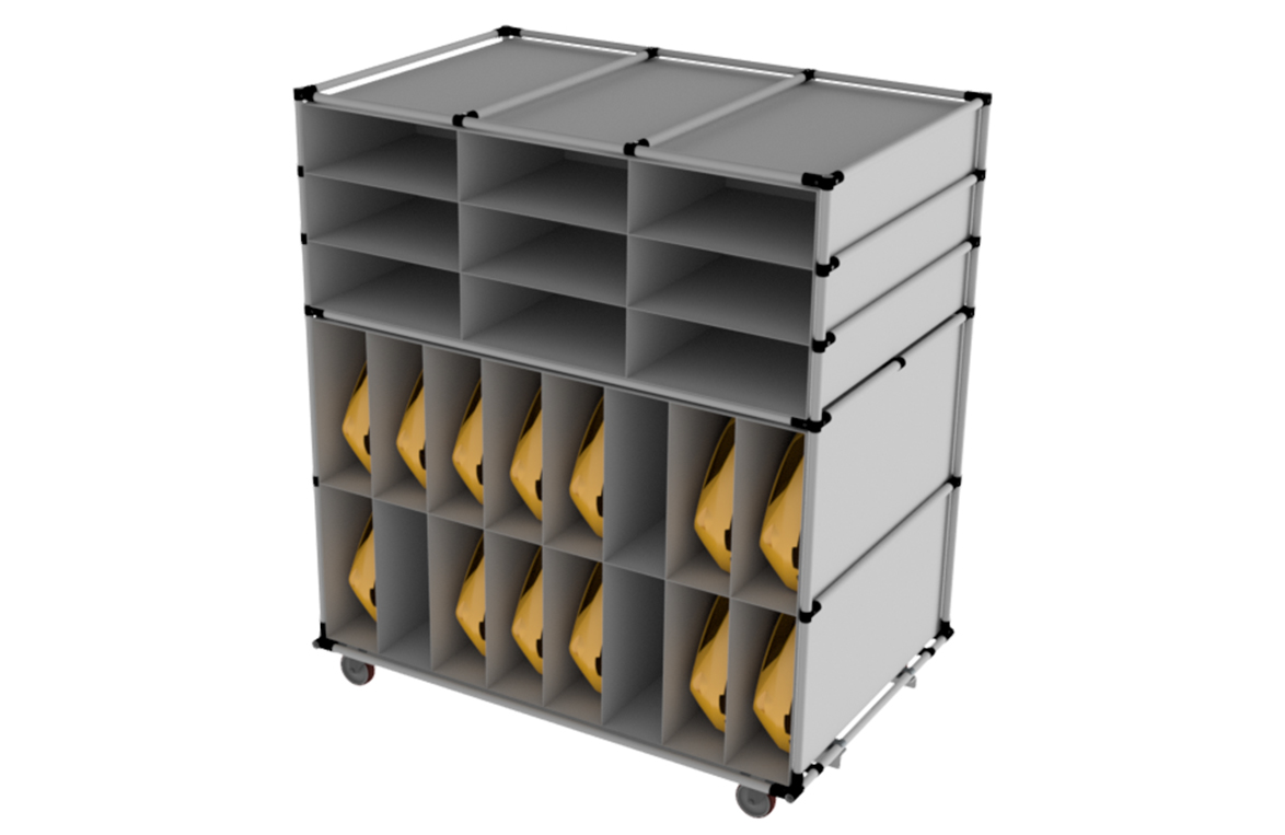 Carrelli alveolari con tasche - render