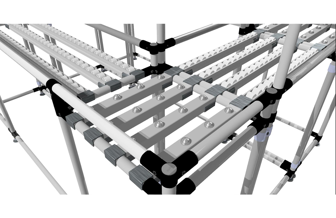Rack di flusso per la vicinanza delle parti - render
