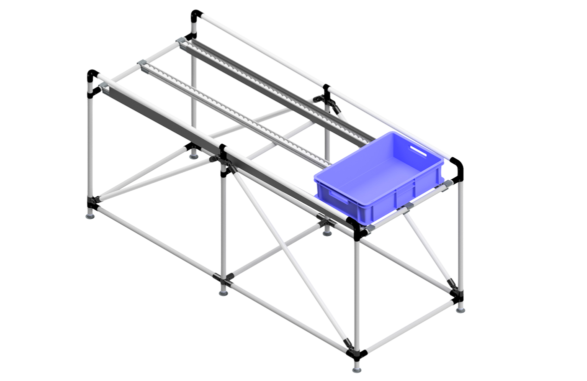 Rack di flusso per la vicinanza delle parti - render