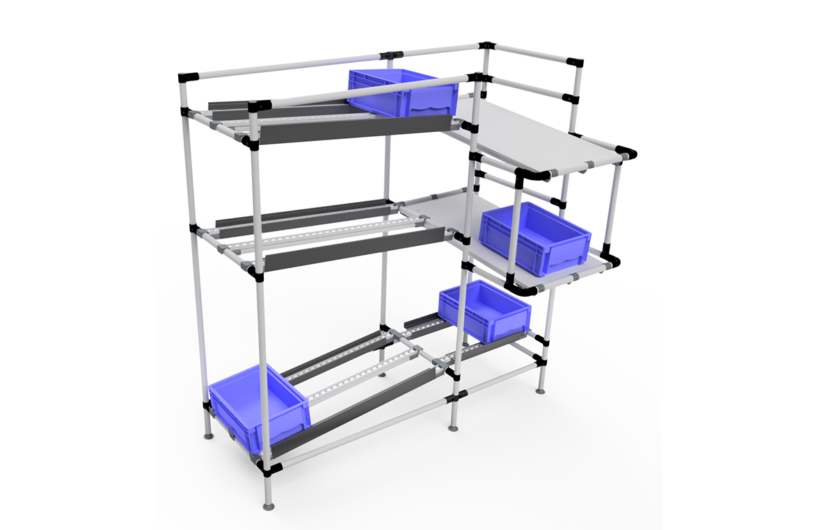 Rack di flusso per la vicinanza delle parti - render