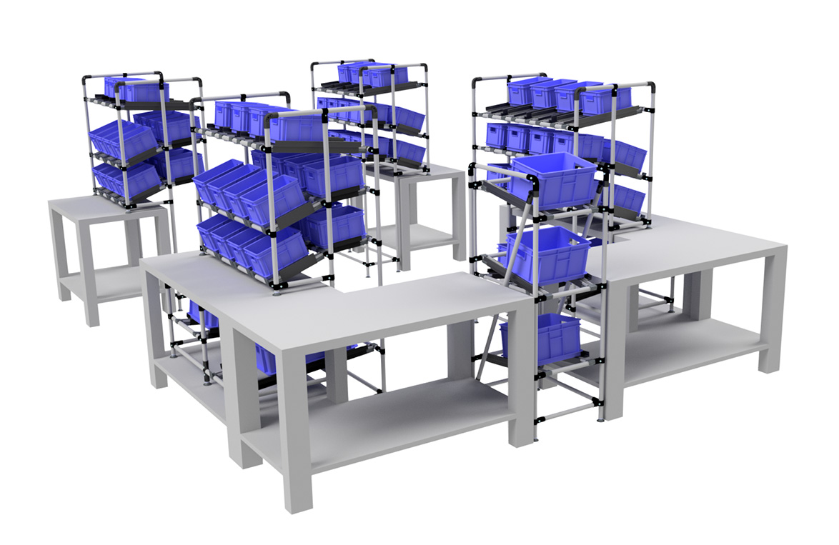 postazioni e banchi da lavoro - render