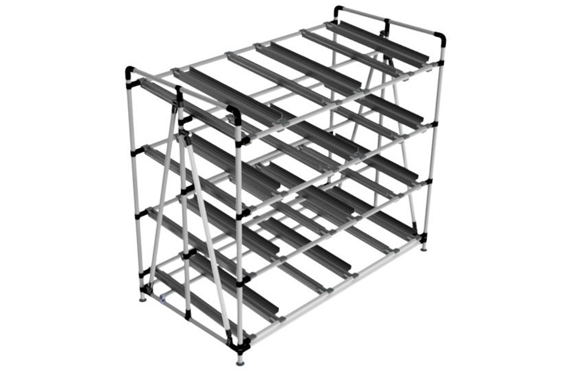 flow rack e supermarket a gravità - render